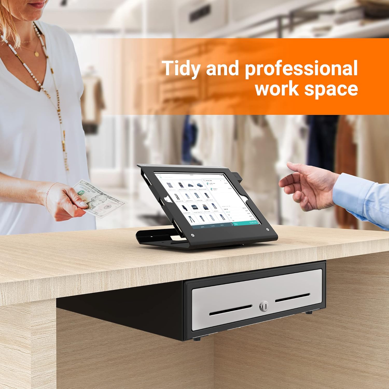 Under Counter Mounting Bracket for 16" Cash Drawer Metal Steel Heavy Duty with Screws BK1616B-B