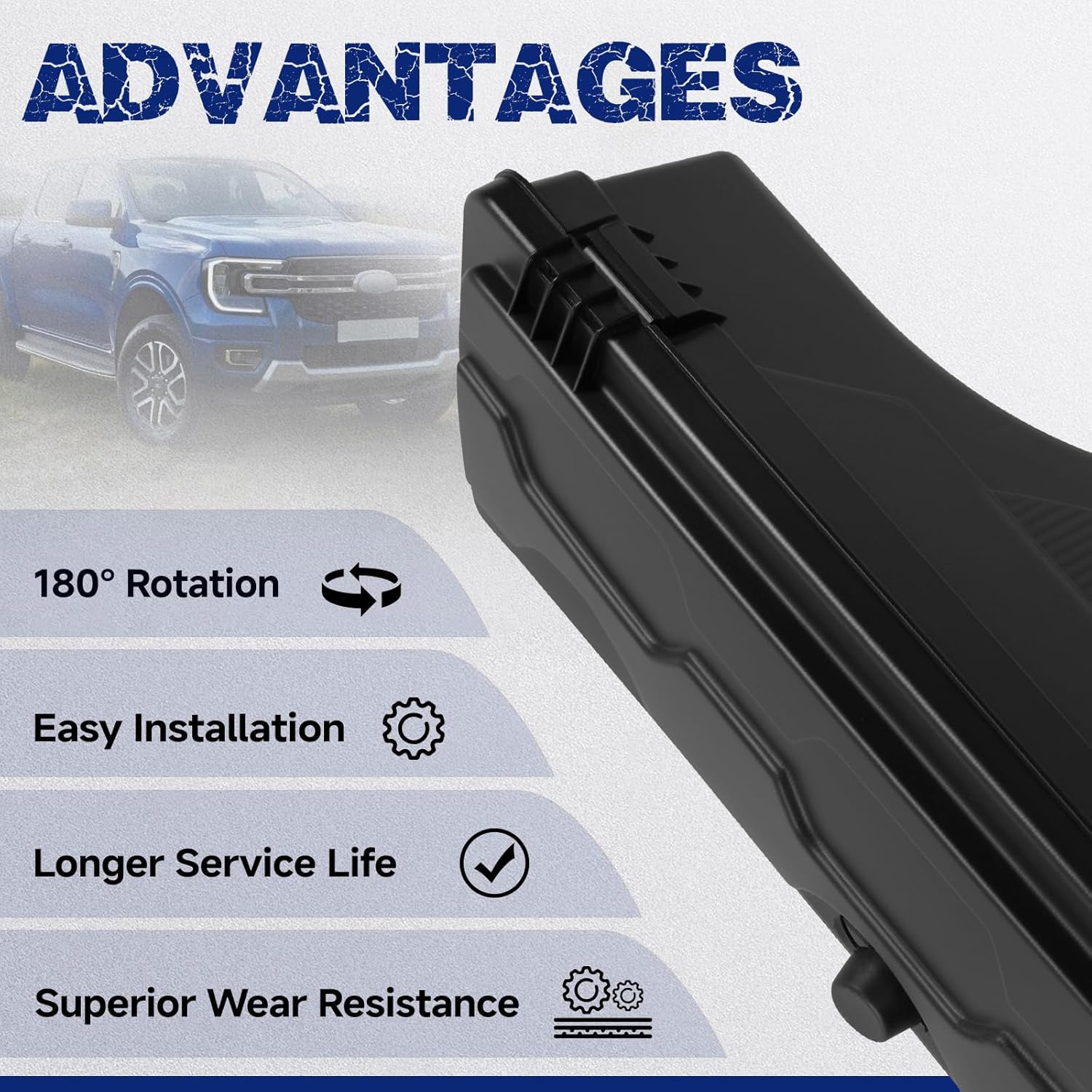 Passenger Side Truck Bed Storage Tool Box Lockable, Fit for Ford Ranger 2019-2023, Rotatable Tool Box, Waterproof, Combination Lock