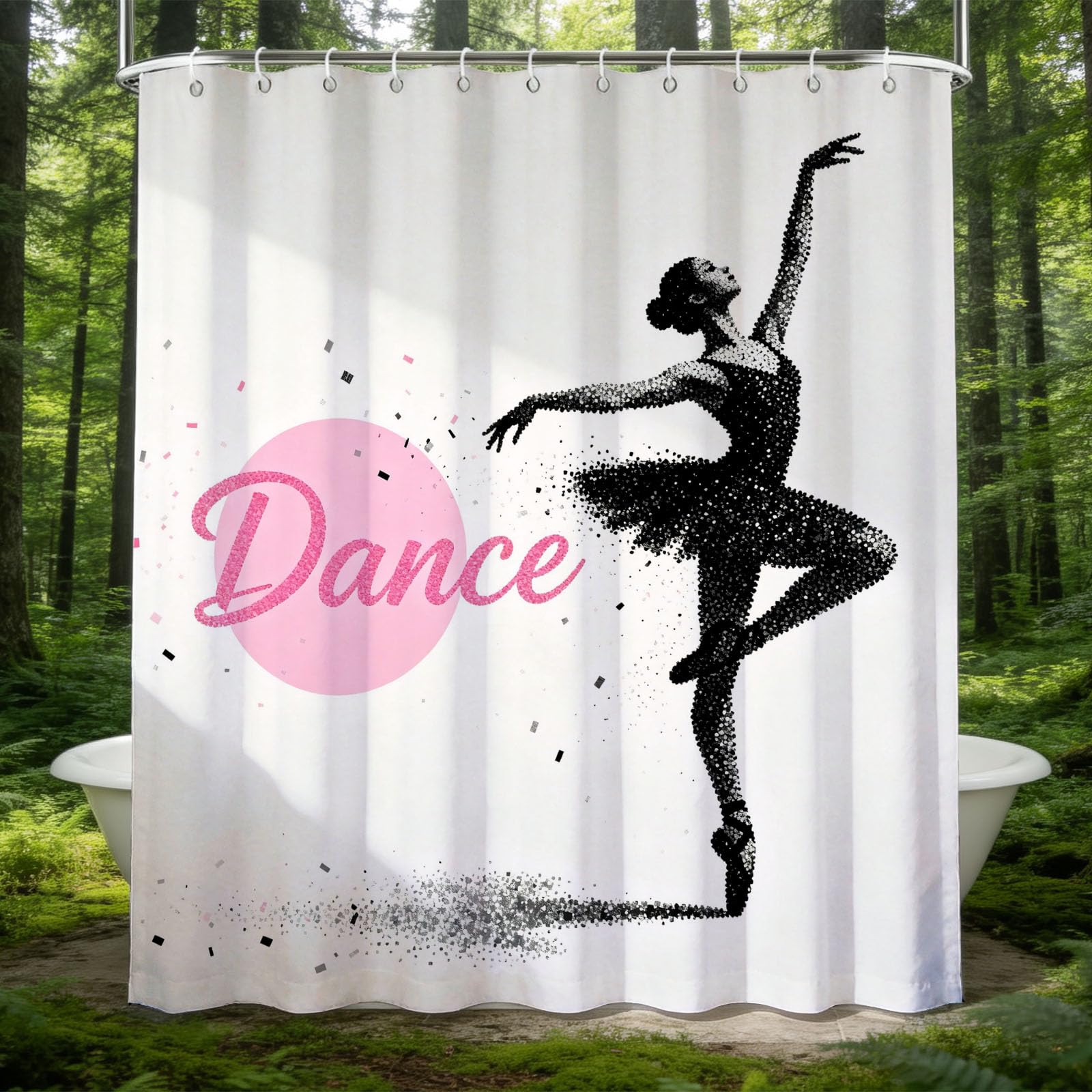 Hongduo 3D Ballet Dancer Shower Curtain for Stalls Bathtubs Art Style Bathroom Decor Shower Curtain Set Polyester Fabric Waterproof 180x200cm/71X79 Inch with Hooks