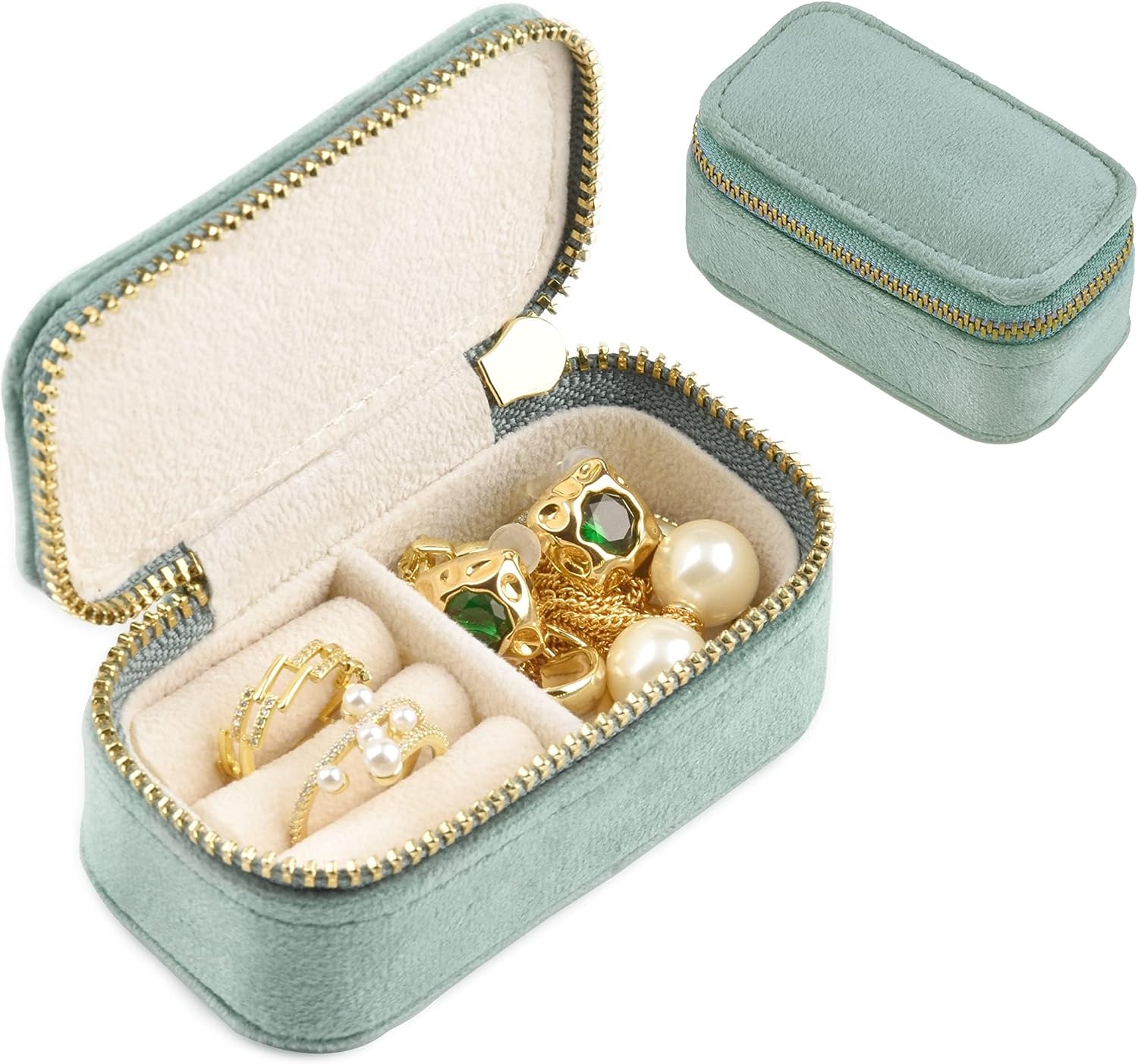 TAIMY Estuche Mini de Joyería para Viaje, Caja de Joyería de Terciopelo ...