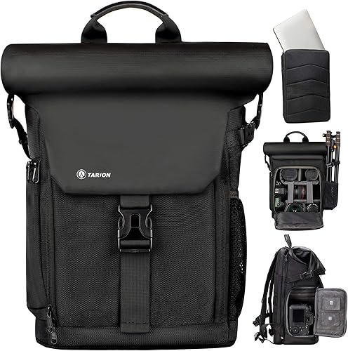 TARION Mochila para cámara con funda extraíble para portátil de 16 pulgadas, mochila de fotografía para cámaras DSLR SLR sin espejo, videocámara
