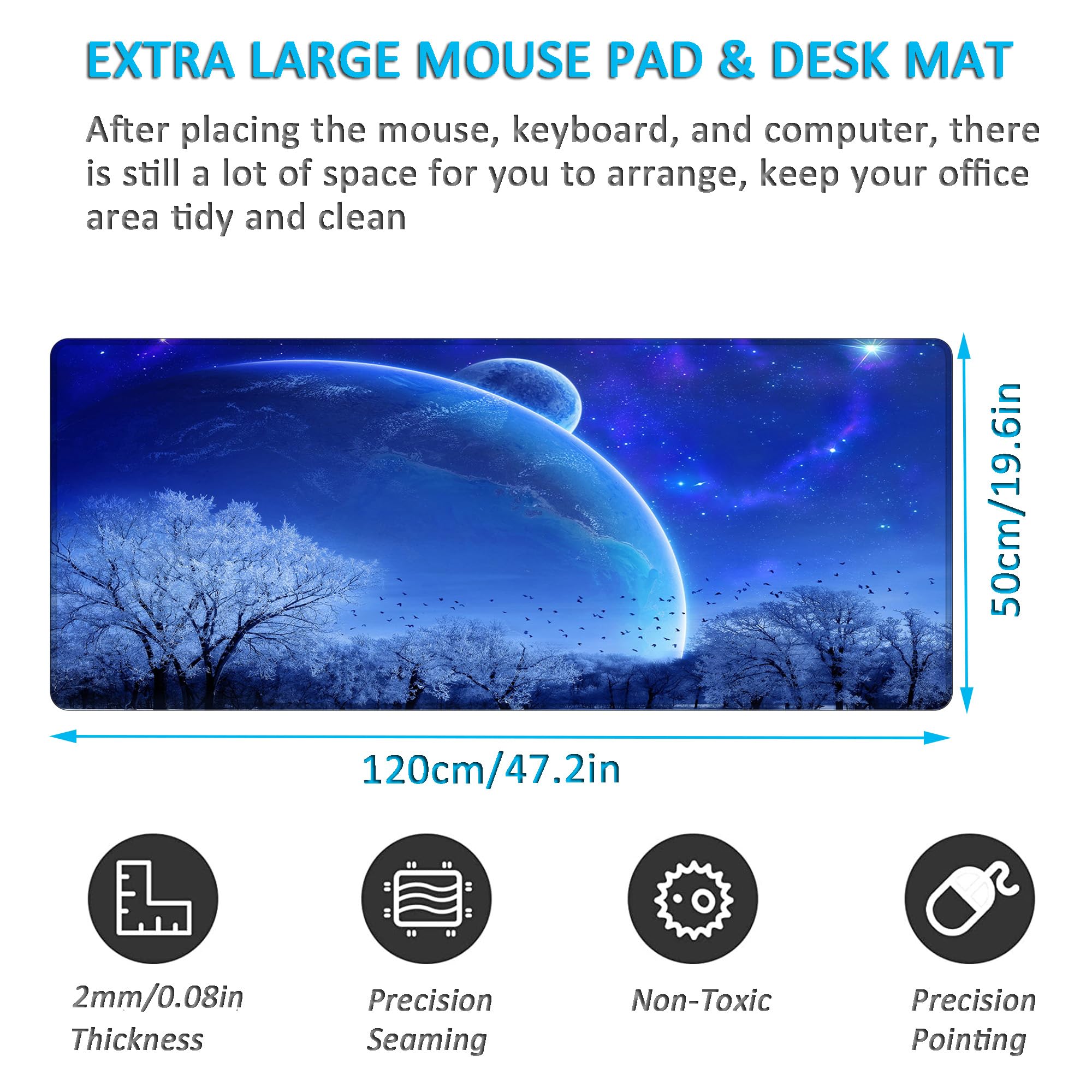 LL-COEUR XXL Etendue Tapis de Souris Gaming Mouse Pad Bleu Office Table Mat (1200 x 500 x 2 mm)