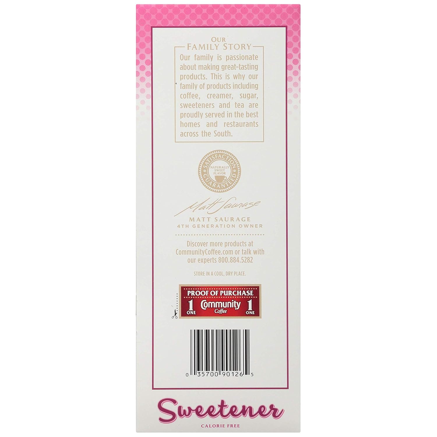 Community Coffee Pink Sweetener Packets, 1600 Count, 400 Count (Pack of 4)