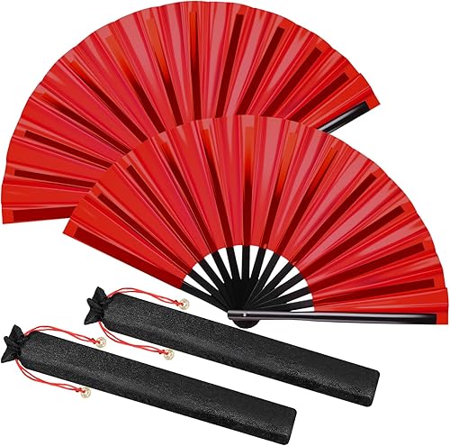 Miniatura 23 de Maitys Large Rave Fan Clap Fans for Line Dancing Large Holographic Folding Hand Fans for Men and Women, Festival, Tai Ji, Kungfu, Martial Art, Láser
