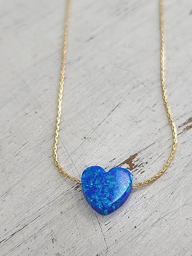 Miniatura 5 de AVNIS Opal Heart Necklace 14K Gold Filled dainty Cable Wire Length 16+2 Inches extender for Women