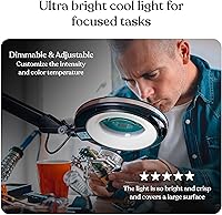 Vista 3 de Brightech LightView Pro lámpara con lupa y luz LED, intensidad regulable, con luz cálida o fría y ajuste de temperatura de luz LED - Muy brillante