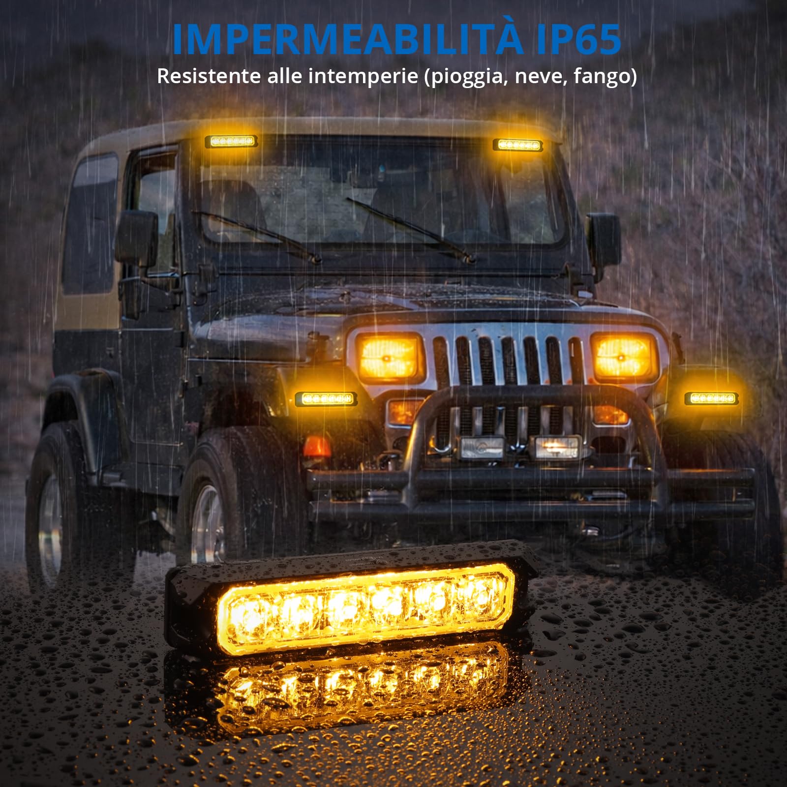 4x6LED 24W Luci Lampeggianti Ambra con Scatola di Controllo Principale IP65 Impermeabile, Indicatore Lampeggiante di Emergenza 12/24V, Adatte per Camion Furgoni Auto Trattori