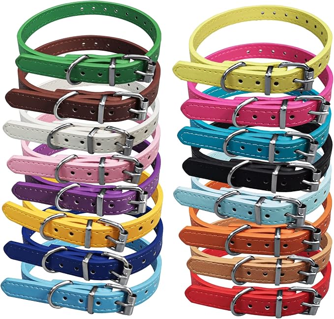 Set de 12 o 16 collares ajustables de cuero para perros medianos y grandes miniatura 2