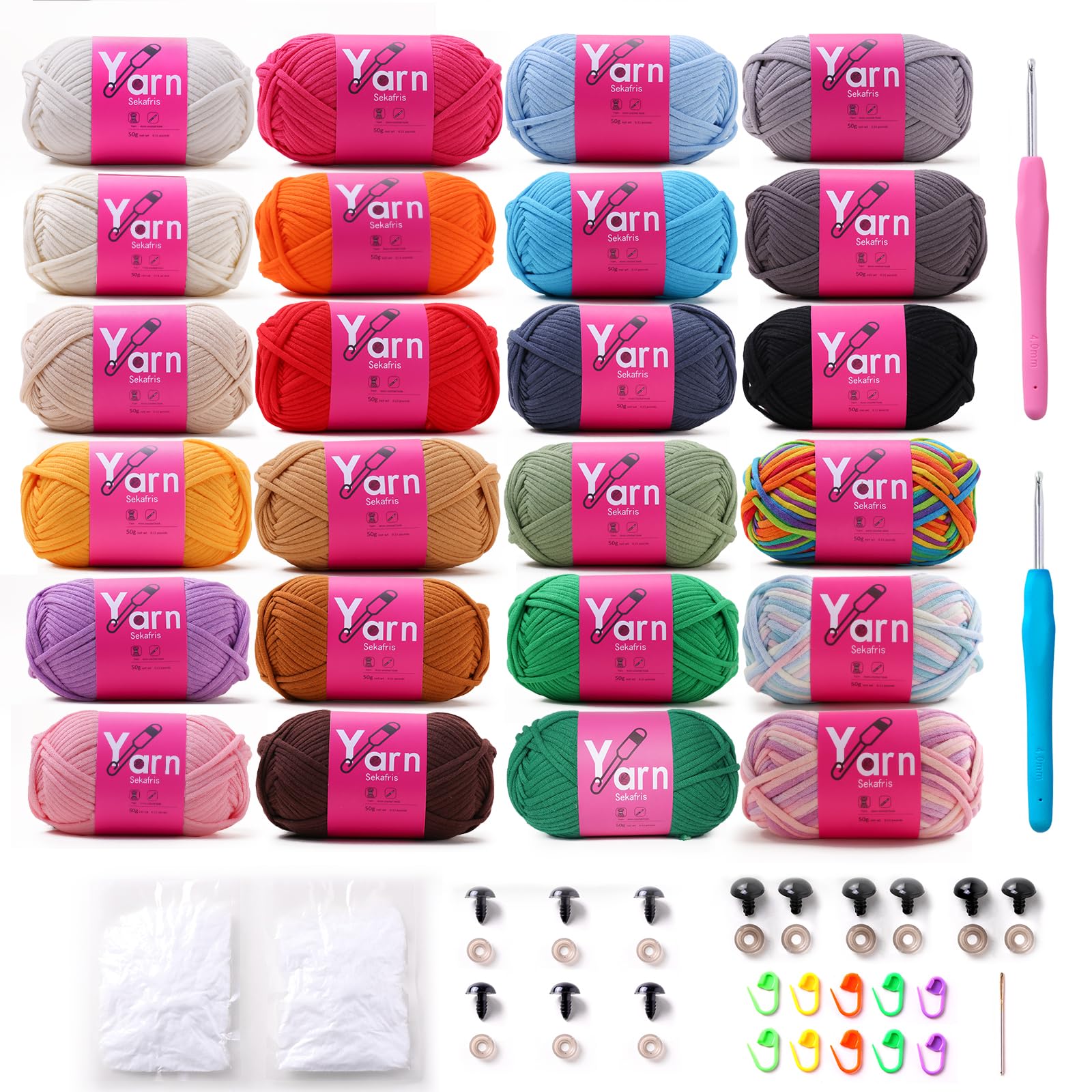 24 Pack Beginner Yarn for Crocheting Tube Crochet Yarn Multicolor