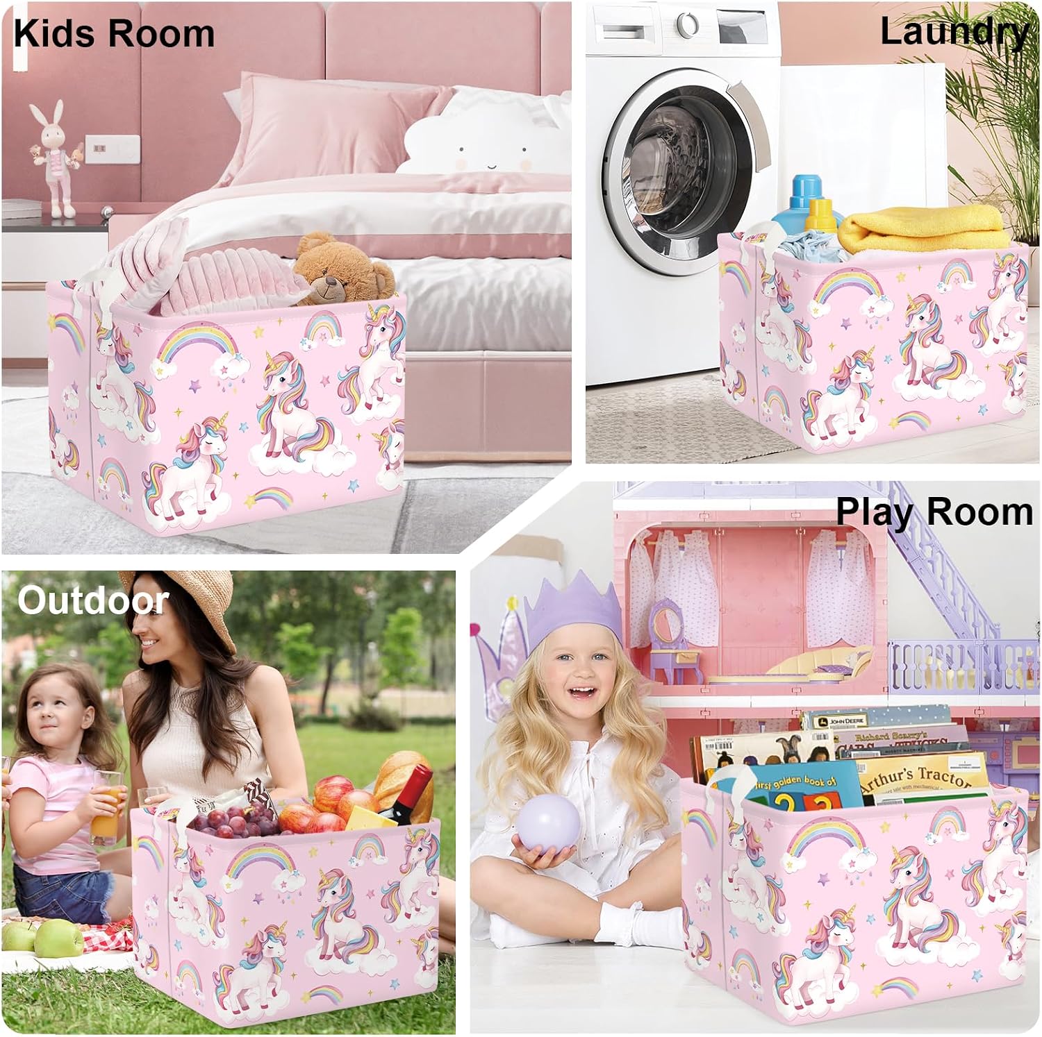 Unicorn Baby Laundry Basket Large Kids Toy Box Empty Gifts Bag