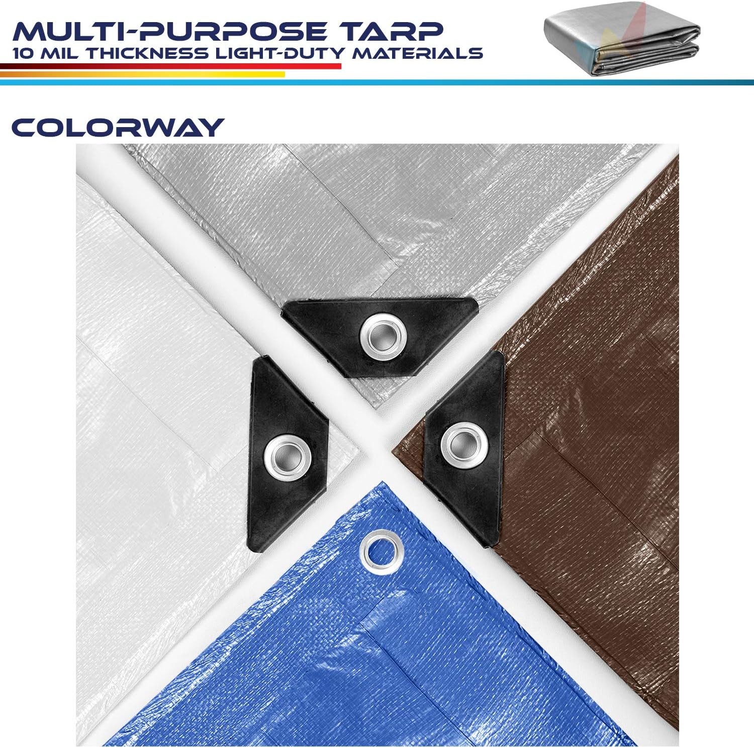 Windscreen4less 20' x 30' Heavy Duty 10 Mil Waterproof Silver Poly Tarp