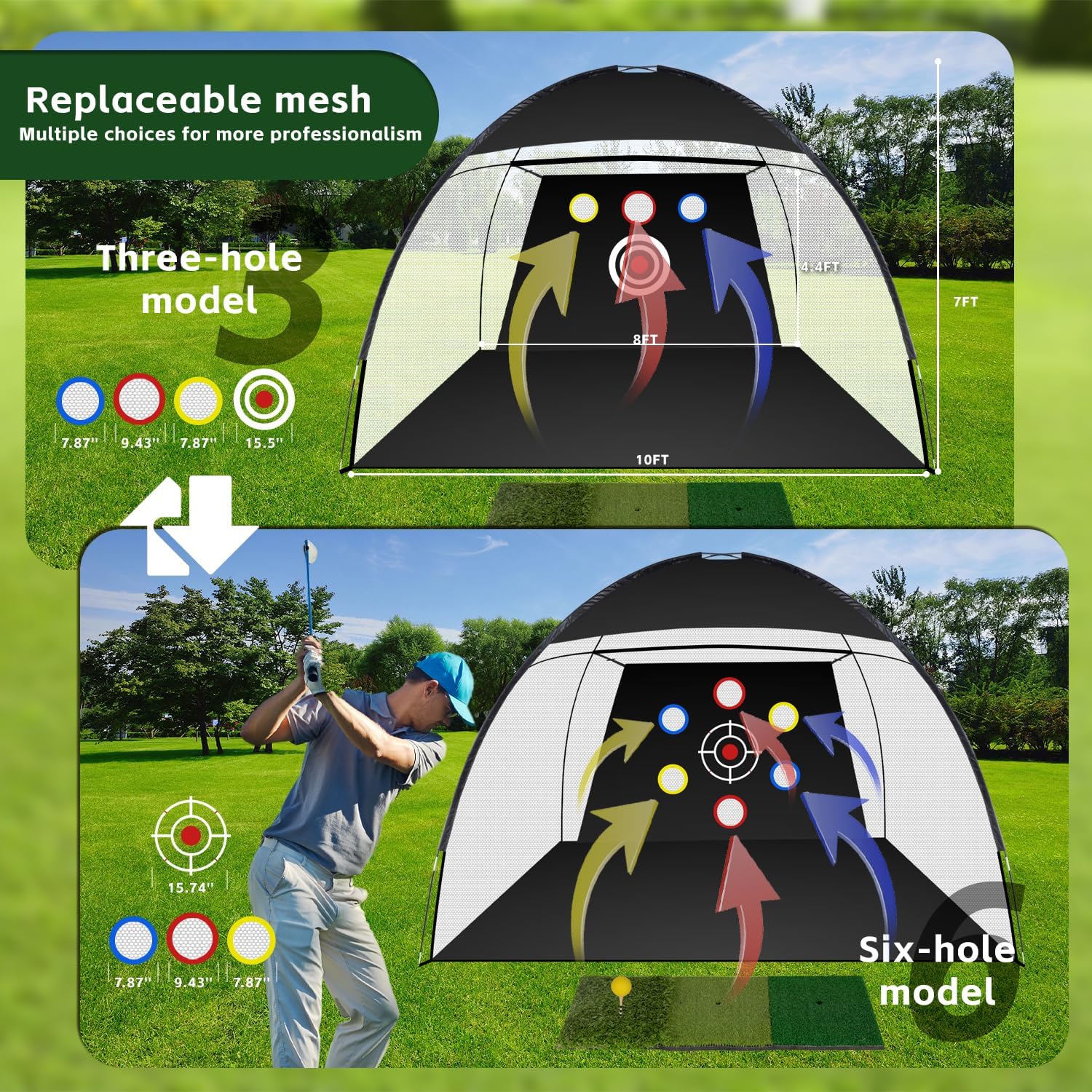 Golf Net for Backyard Driving Real Golf Balls, 10x7ft Golf Practice Net