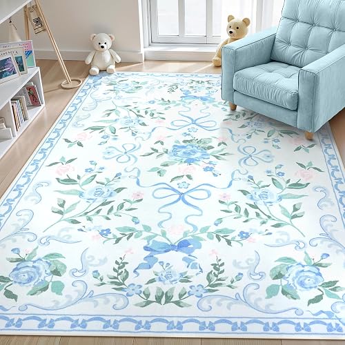 Collive 6x9 Blue Area Rug for Living Room