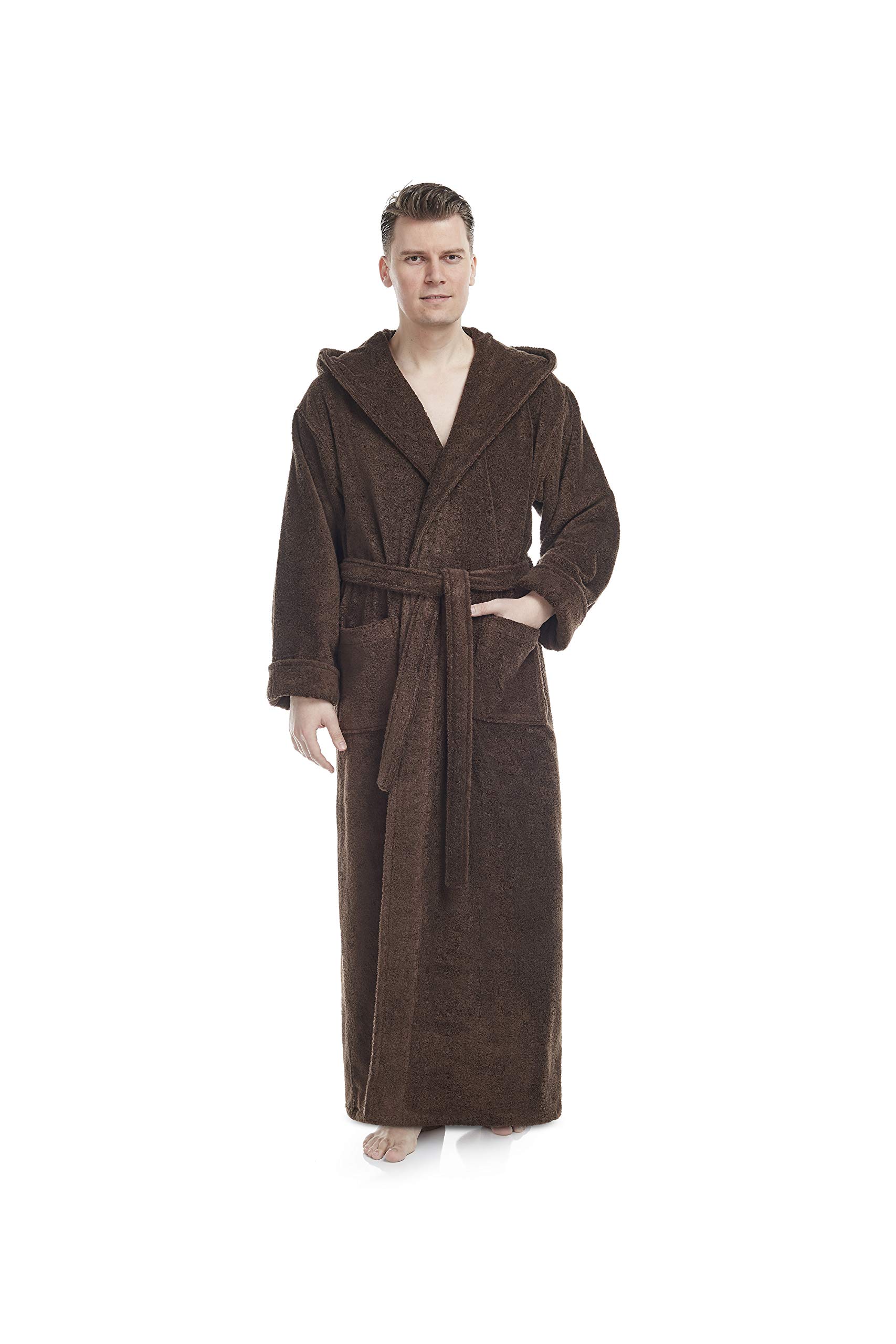 Arus Hood'n - Albornoz con capucha de algodón turco para hombre