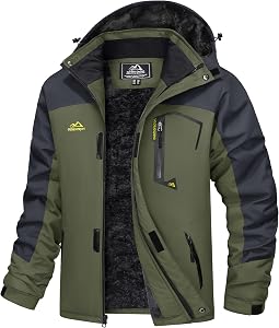 MAGCOMSEN Men's Water Resistant Fleece Lined Winter Coats Parka Mountain Windproof Warm Snow Ski Jacket with Multi-Pockets