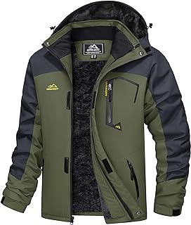 MAGCOMSEN Men's Winter Coats Water Resistant Ski Snow Jacket Warm Fleece Jacket Parka Raincoats With Hood Multi-Pockets