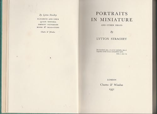 PORTRAITS IN MINIATURE: And Other Essays.