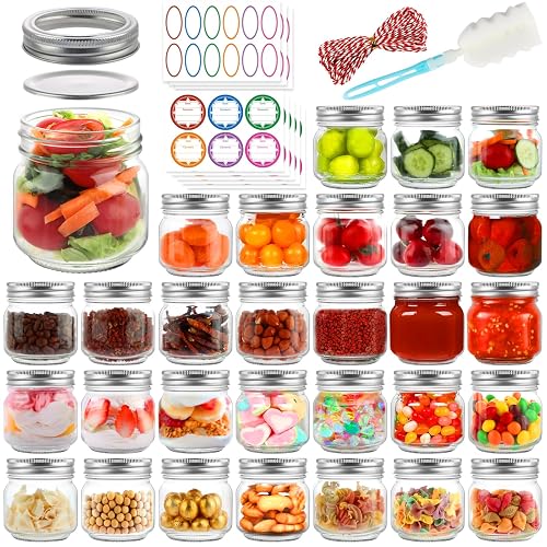 30 Pack Mason Jars 8 oz with Lids, Half Pint Canning Jars