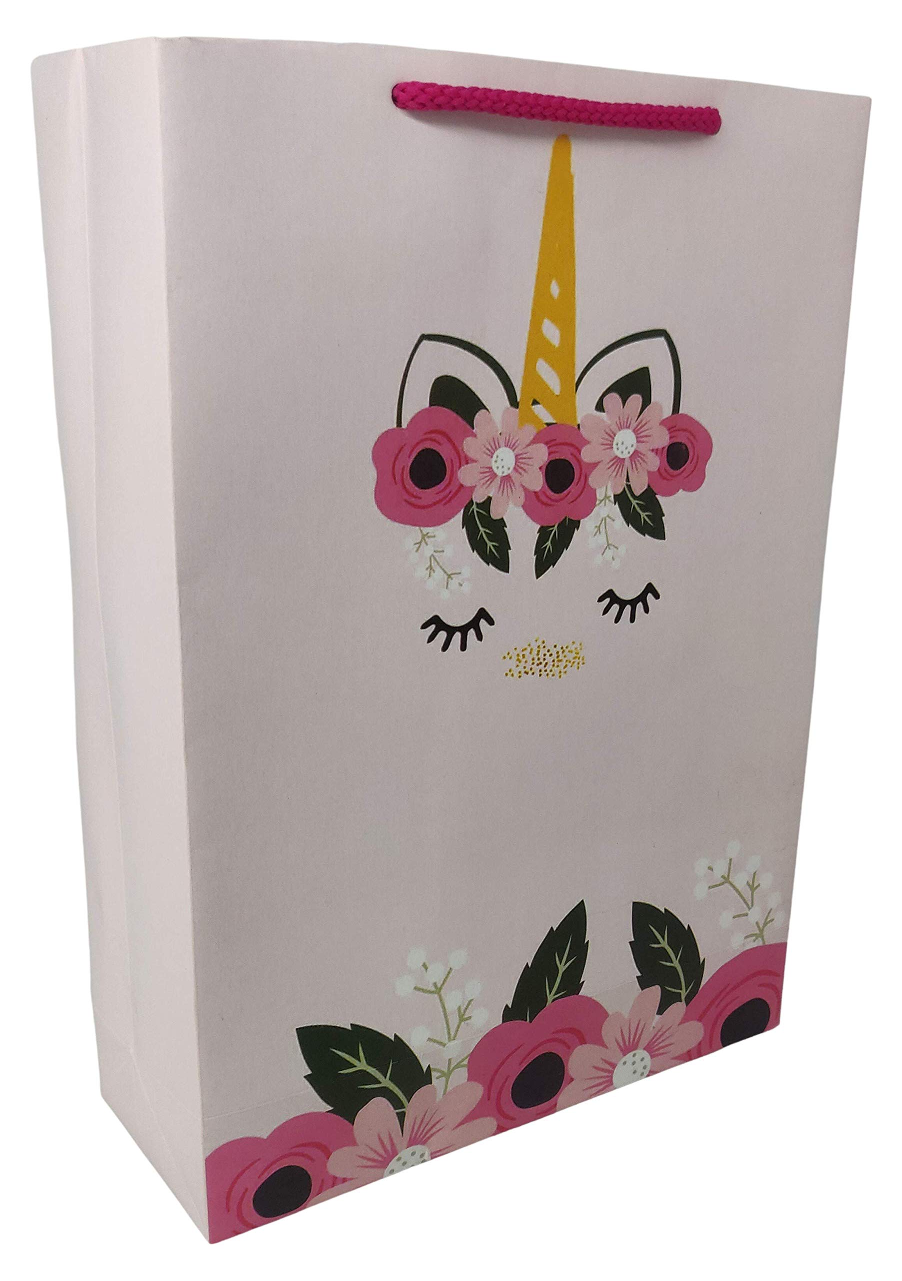 Arrow Paper Products Unicorn Design Gift Bags for Gifting, Weddings, Birthday, Holiday Presents (20.32 x 7.62 x 27.94 cm) Pack of 40