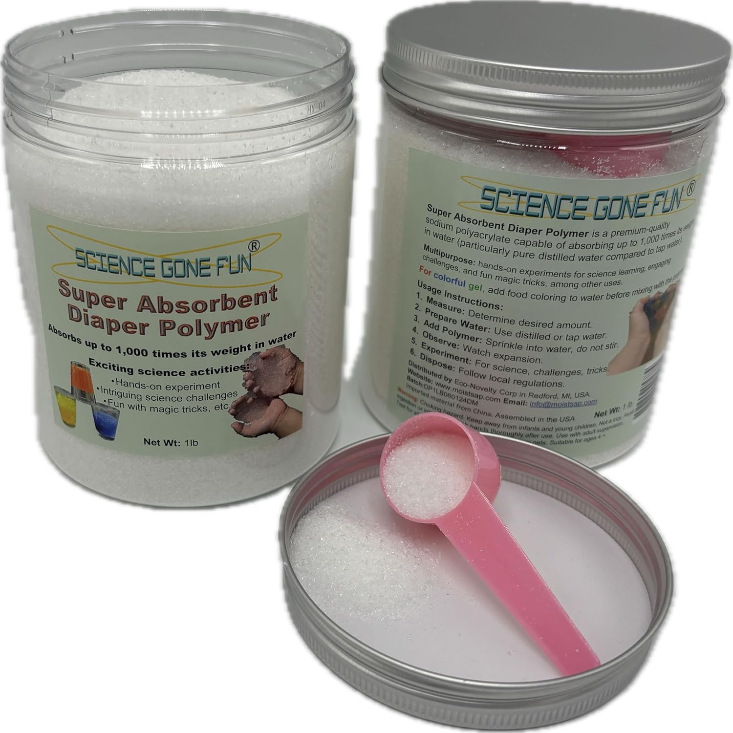 2 Pound Science Educational Products - Sodium Polyacrylate - Super Absorbent Diaper Polymer, Also Great for Making Slime
