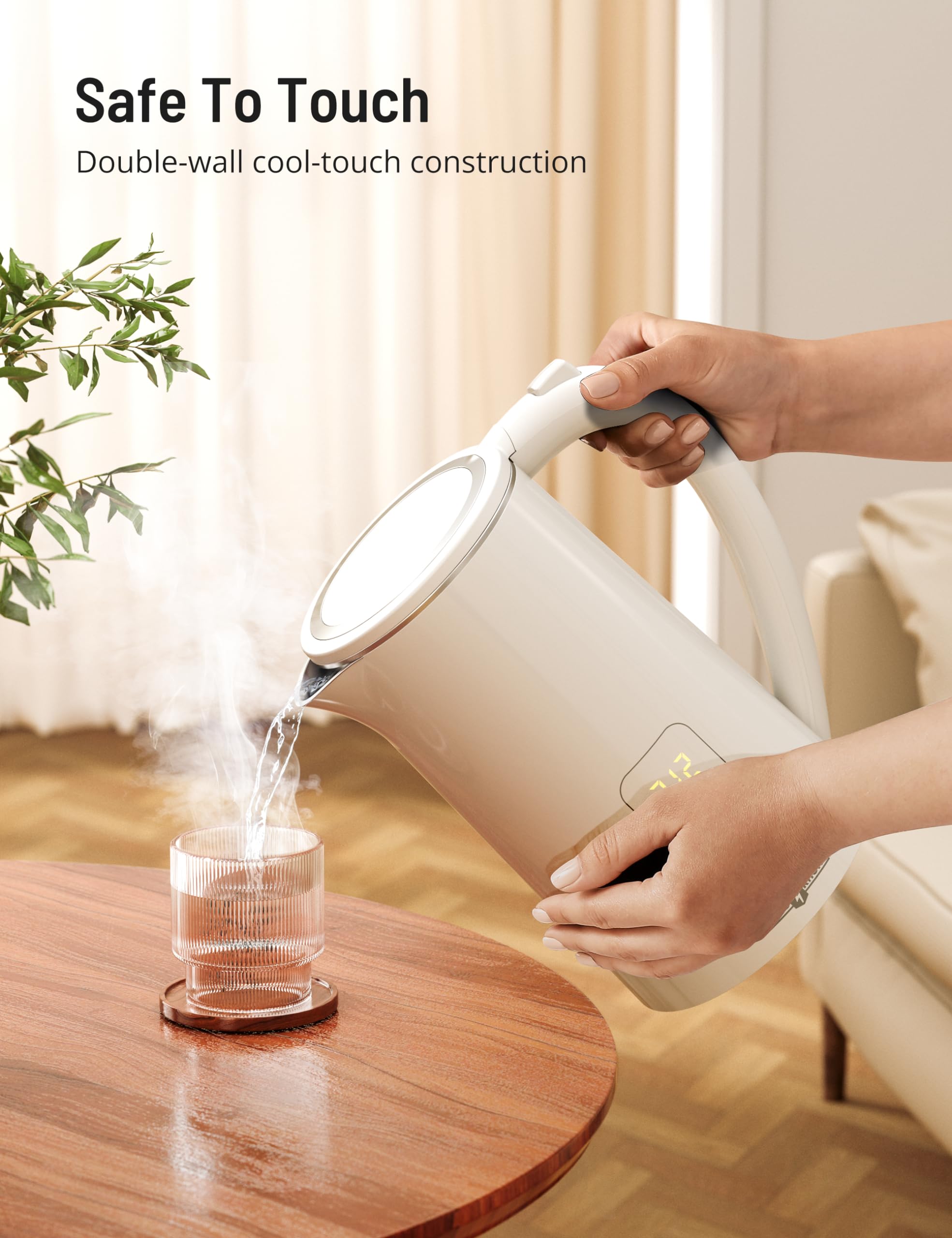 Paris Rhône Electric Kettle, Tea Kettle with 6 Temperature Settings, 1.7L Cordless Hot Water Boiler Heater, Strix Thermostat, Touch Control, Auto-Shutoff/Boil-Dry Protection, Keep Warm, LED Indicator