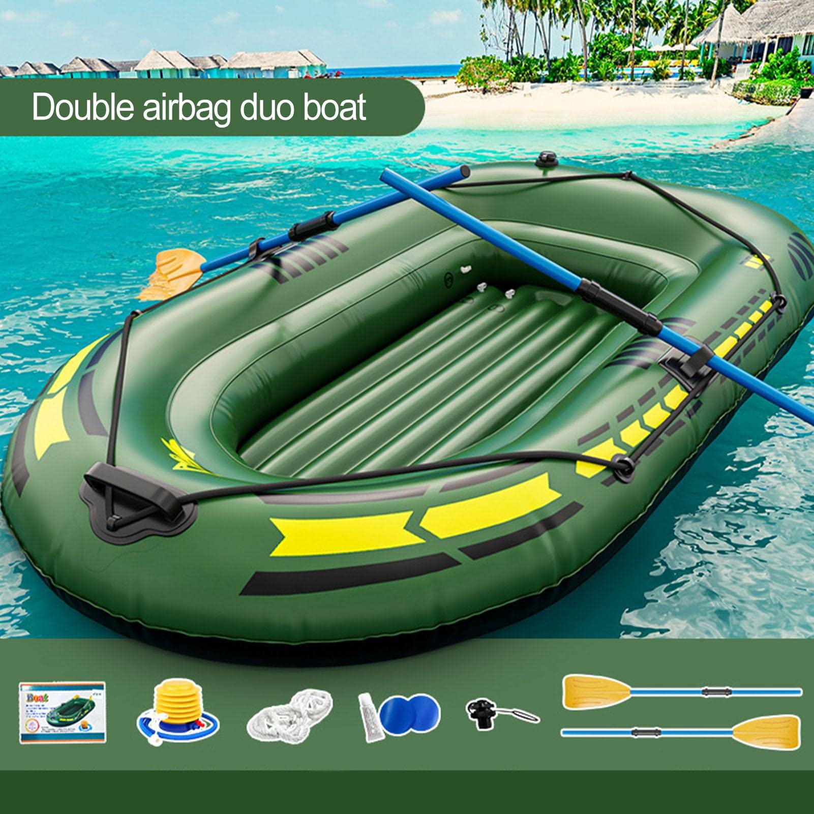 Canoa Gommone – Barca da pesca antistrappo, kayak portatile | Set di canoa | pieghevole con pagaie, kayak gonfiabile per adulti per caccia al pesce, 192 x 113 x 40 cm