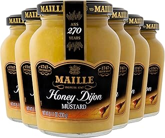 Mustard Honey Dijon for Vinaigrettes, Glazed Vegetables, and Chicken Recipes Gourmet Dijon mustard imported from France, made with real Honey, 8.11 Ounce (Pack of 6)