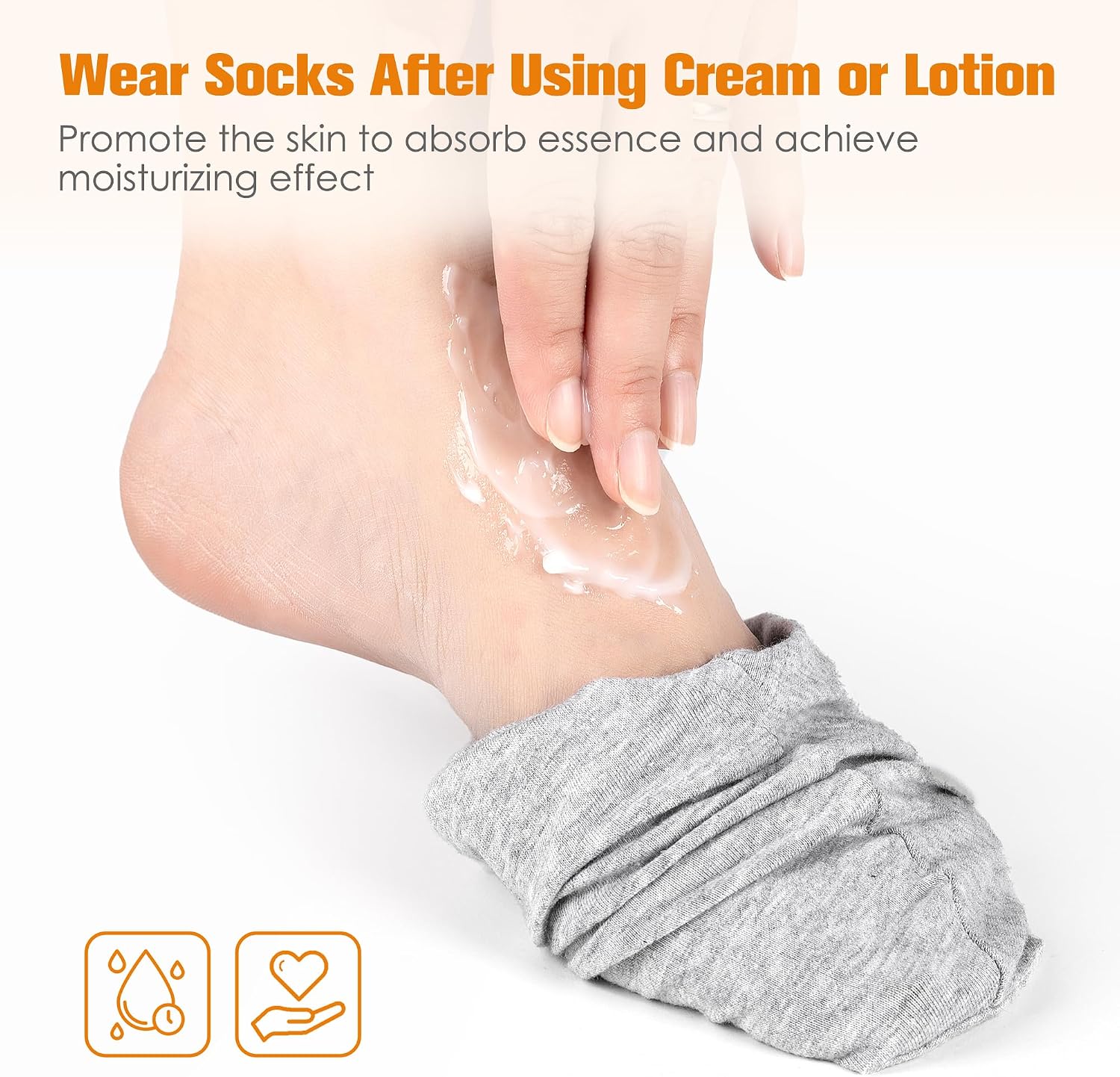 10 Pairs Sleep Cotton Socks for Moisturizing Feet Overnight, Snug-fit Spa Lotion Socks for Dry Feet and Cracked Heels, Cosmetic Design for Men Women, Regular Size, Gray & White