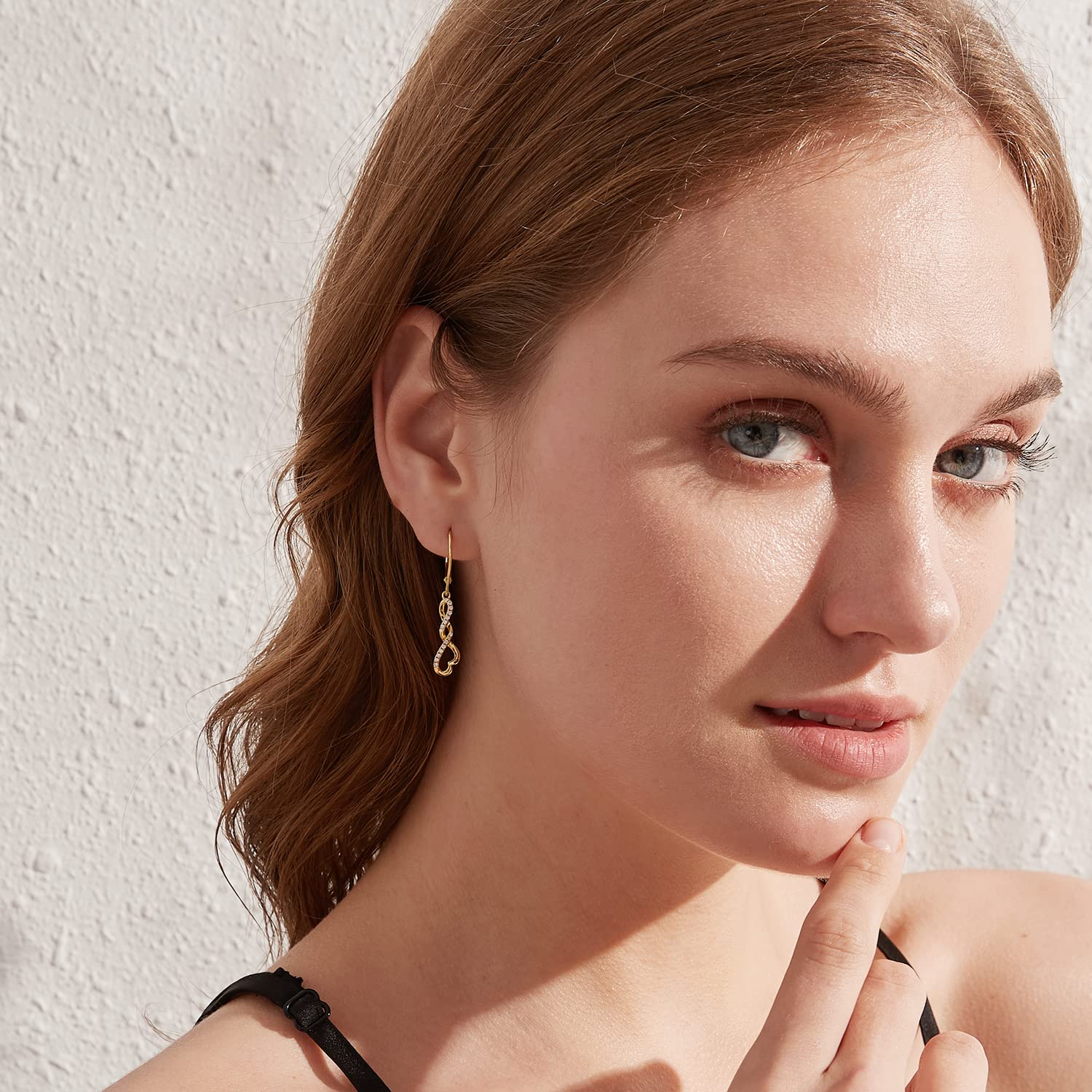 Jiamiaoi 18K Weißgold Plattiert Brillant Ohrringe - Silber 925 Hängend Sterling Unendlichkeit Infinity Lang Damen Diamant