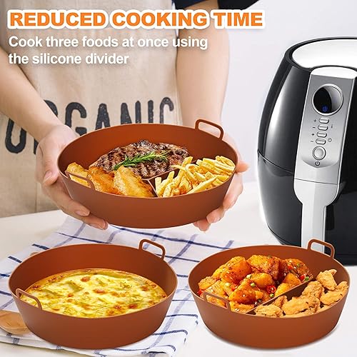 Miniatura 5 de 3 paquetes de forros de silicona para freidora de aire con divisores y guantes de horno gratis. Forro para freidora de aire ninja. Repuesto
