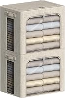 Vista 16 de FHSQX Paquete de 2 contenedores transparentes para almacenamiento de ventana con tela plegable Cajas de almacenamiento de tela para ropa Caja