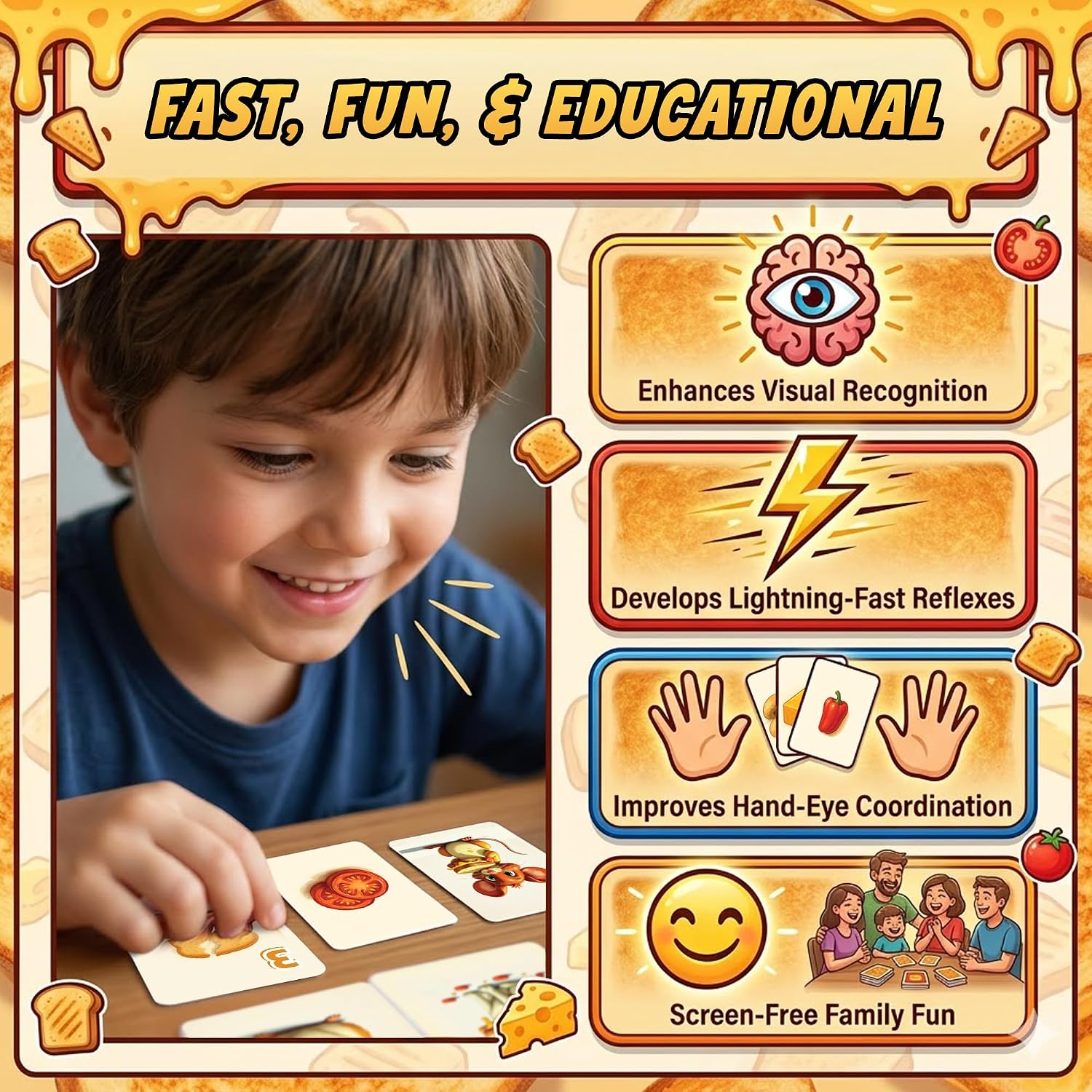 Point Games Grilled Cheese Madness Card Game - Fast-Paced Slap Card Game for Kids & Families - Fun Matching Game for Ages 6+ - 2 to 6 Players - Travel Friendly Party Game image 5