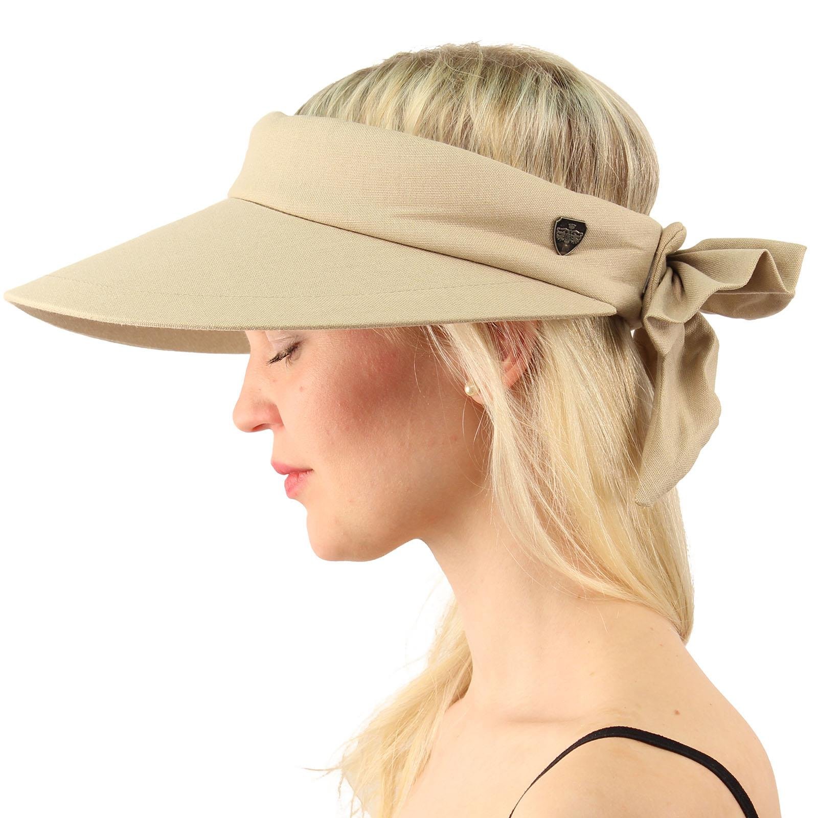 Sun Protection UPF UV Wide Big Brim Linen Cotton Beach Pool Visor Cap Hat