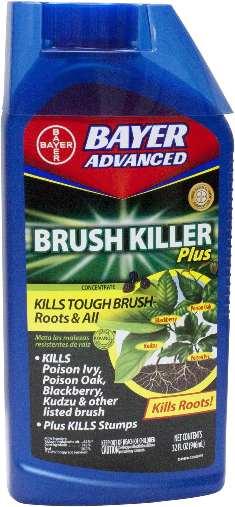 BioAdvanced Brush Killer Plus, Concentrate, 32 oz – Kills Tough Brush Roots & All, Kills Poison Ivy