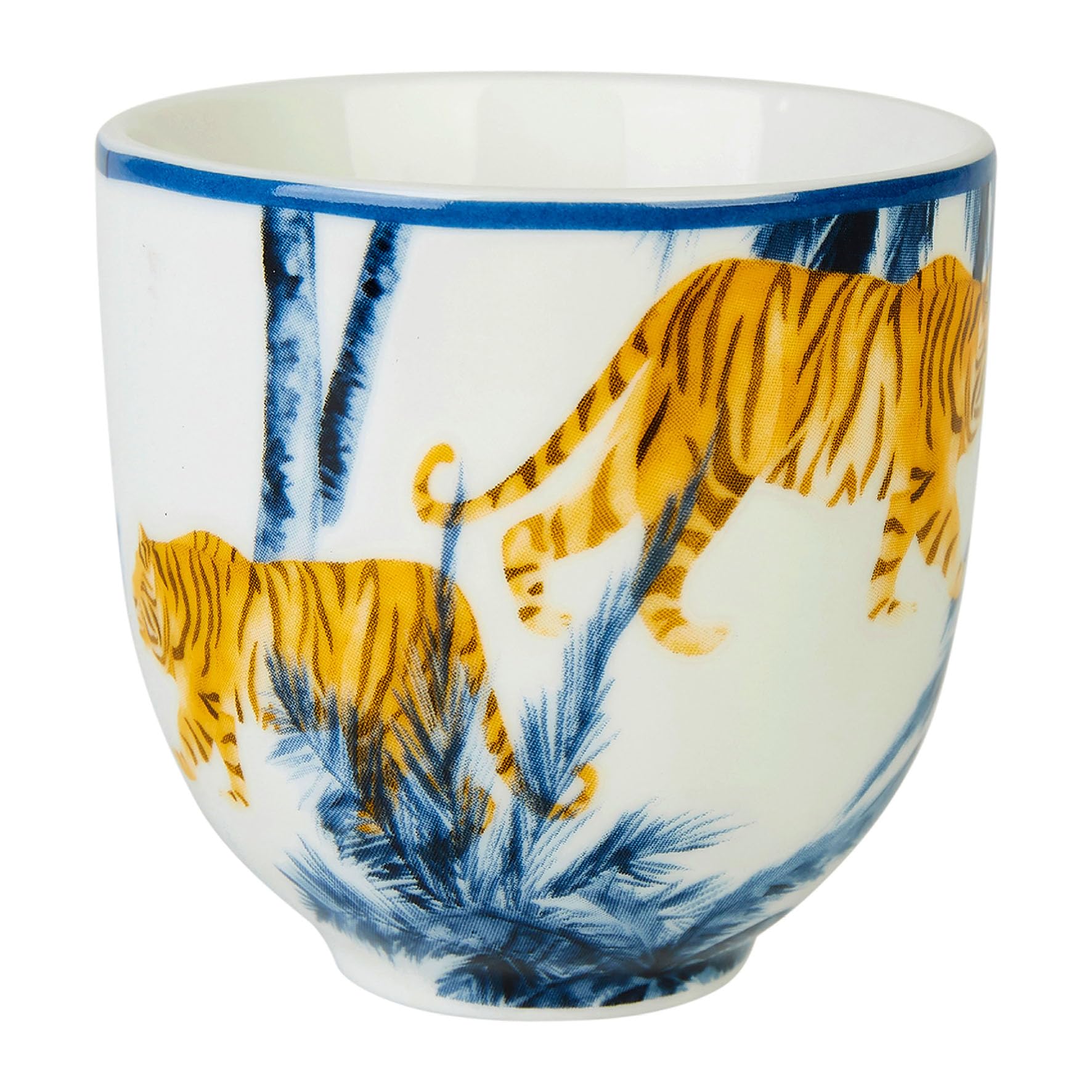 GENEVIEVE LETHU 537678 Tumbler 12.5 cl Porcelain - BALADE Dans LA Jungle Collection - Ø 6.5 cm H 6 cm - Blue