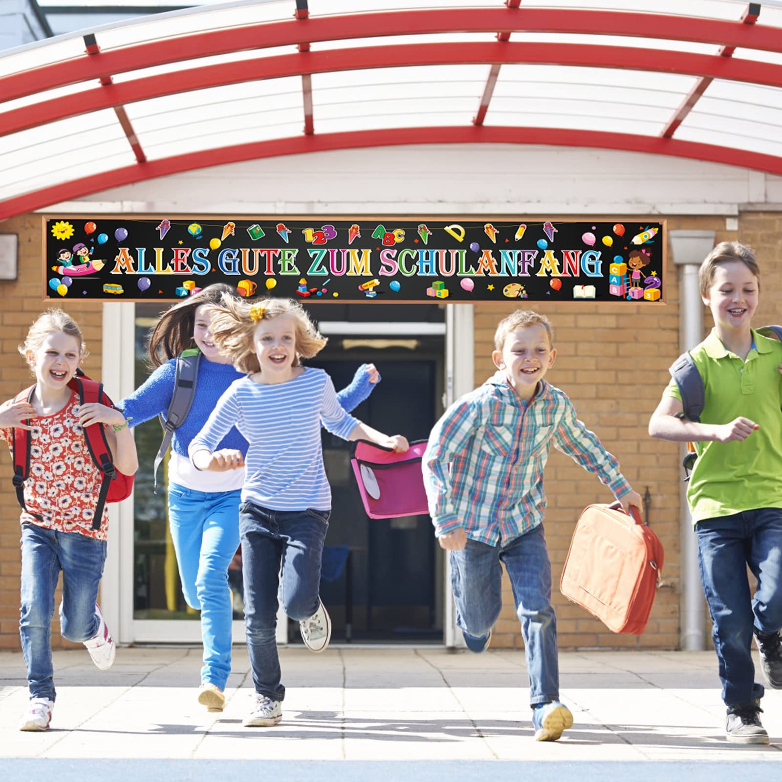 Striscione Decorativo Per Inizio Scuola “Alles Gute Zum Schulanfang” – 3 Metri Di Festa Per Bambini Con Matite, Libri E Tanto Colore! - 6