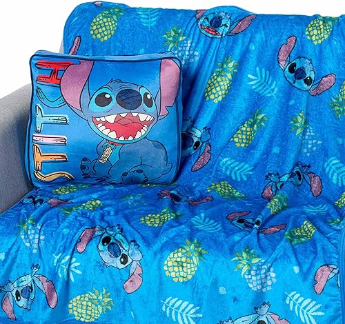 Miniatura 2 de Northwest Disney's Lilo and Stitch Cloud - Juego de almohada elástica y manta táctil de seda, almohada de 14 pulgadas, manta de 40 x 50 pulgadas,