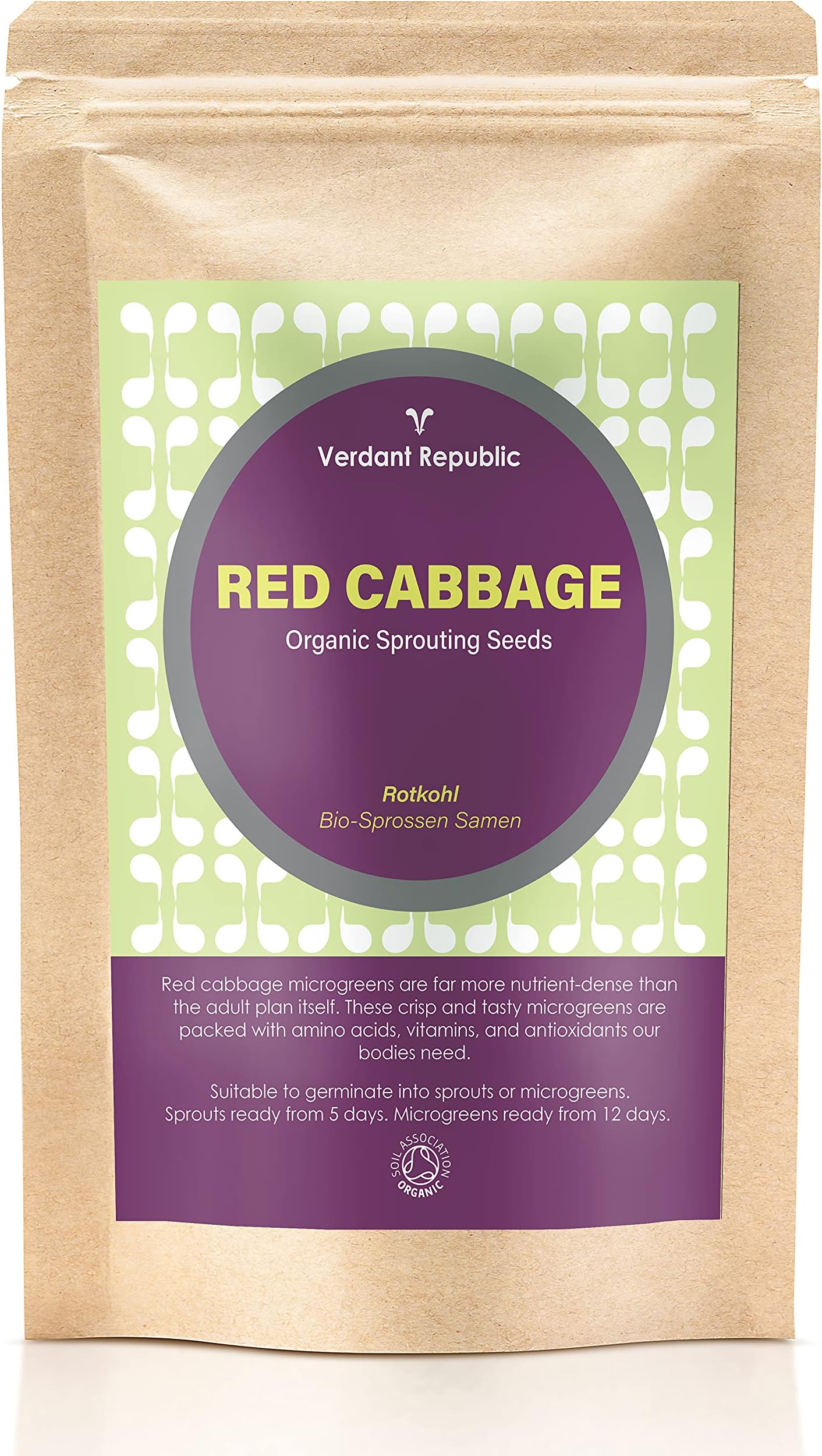 Organic Red Cabbage Sprouting Microgreens Seeds -125 gram, Non-GMO & High Germination into Sprouts in 5 Days