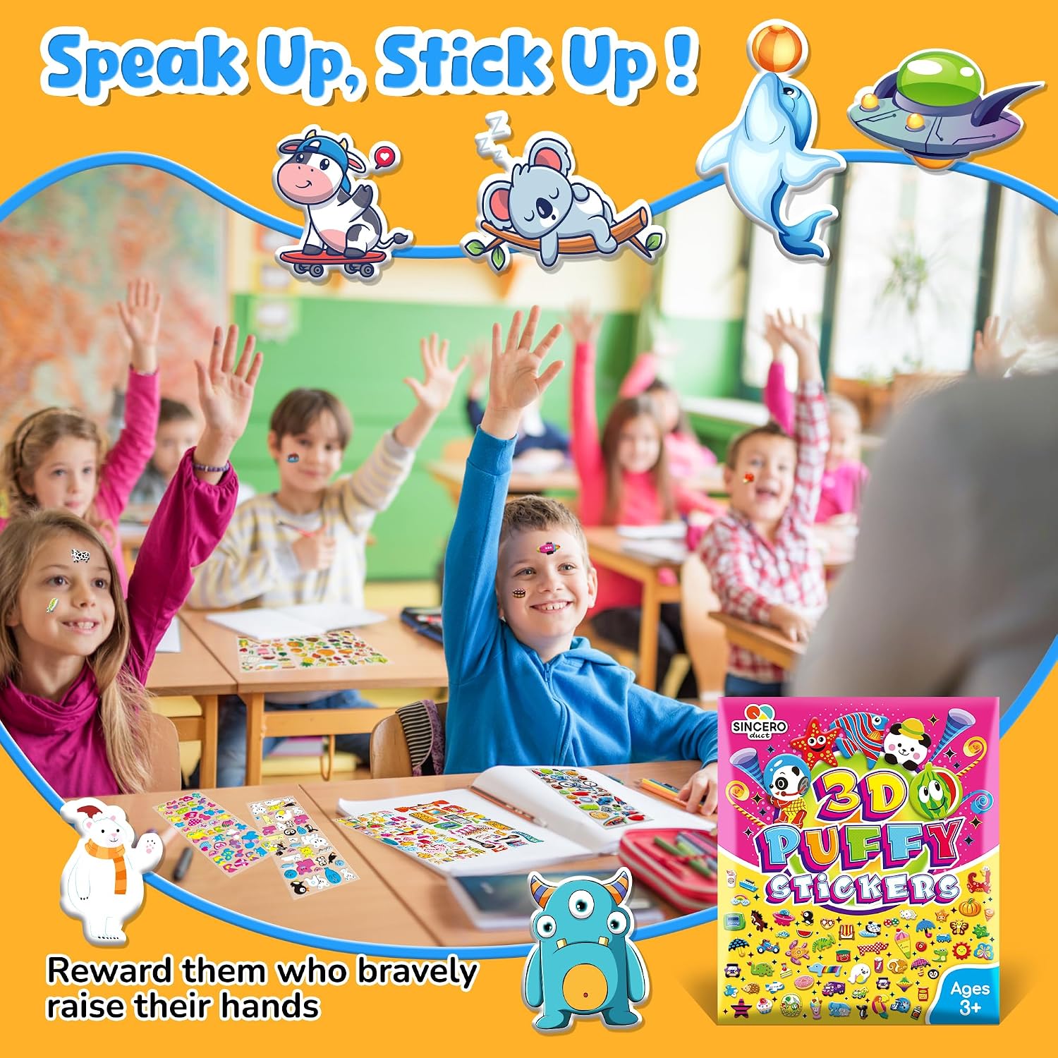 Sinceroduct 3D Puffy Stickers for Kids, 4000+/ 80 Sheets Reward Stickers | Magic Theme Girls Party Favors Variety Pack for Craft Scrapbooking,Journal,Parents&Teacher Reward for Students&Children