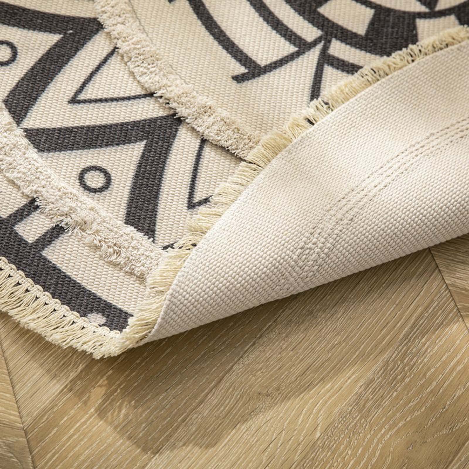 Duże okrągłe dywaniki Czeski dywan Chic Mandala Dywan Drukowany frędzel Bawełniana tkana mata podłogowa do sypialni Salon Można prać w pralce, 90 cm / 35,43 cala needed
