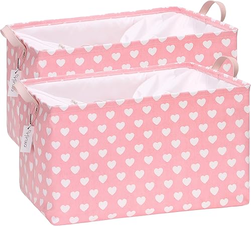 Miniatura 1 de Hinwo Paquete de 2 canastas de almacenamiento de tela de lona extra grandes con asas, contenedor de gran tamaño de 70 litros18.5 galones, caja