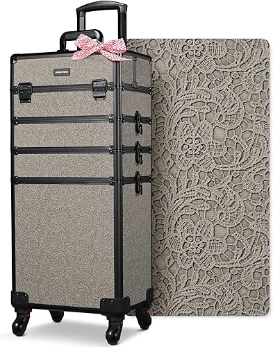 Vista 100 de BYOOTIQUE Cosmetology - Estuche rodante para almacenamiento de uñas, carrito de almacenamiento para maquillaje, maleta de peluquería de viaje