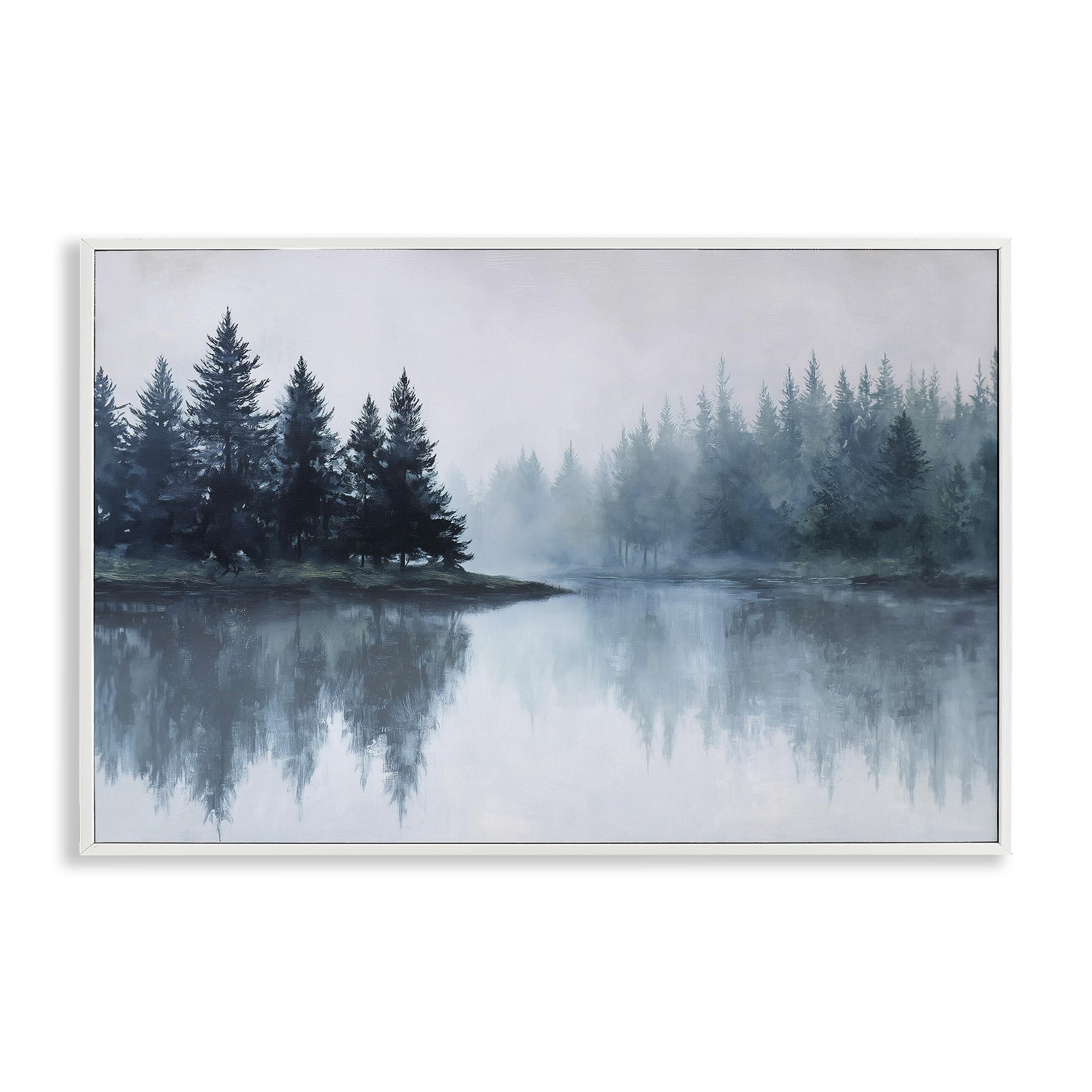 Stupell Industries Coastal White (Textured) 'Indigo Tree Reflections'| Framed Giclee Art