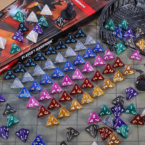 Miniatura 7 de CiaraQ Dados poliédricos DND (100 unidades) con una bolsa de dados compatibles con juegos de mesa de rol de Dungeons and Dragons DND RPG MTG (dados