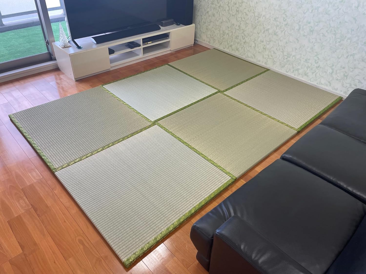 Warabi Tatami mat for Living Room, Mattress, Rug,Portable Mattress,Japanese Bed, Rush Igusa Made in Japan 33.5in×33.5in (Noble)