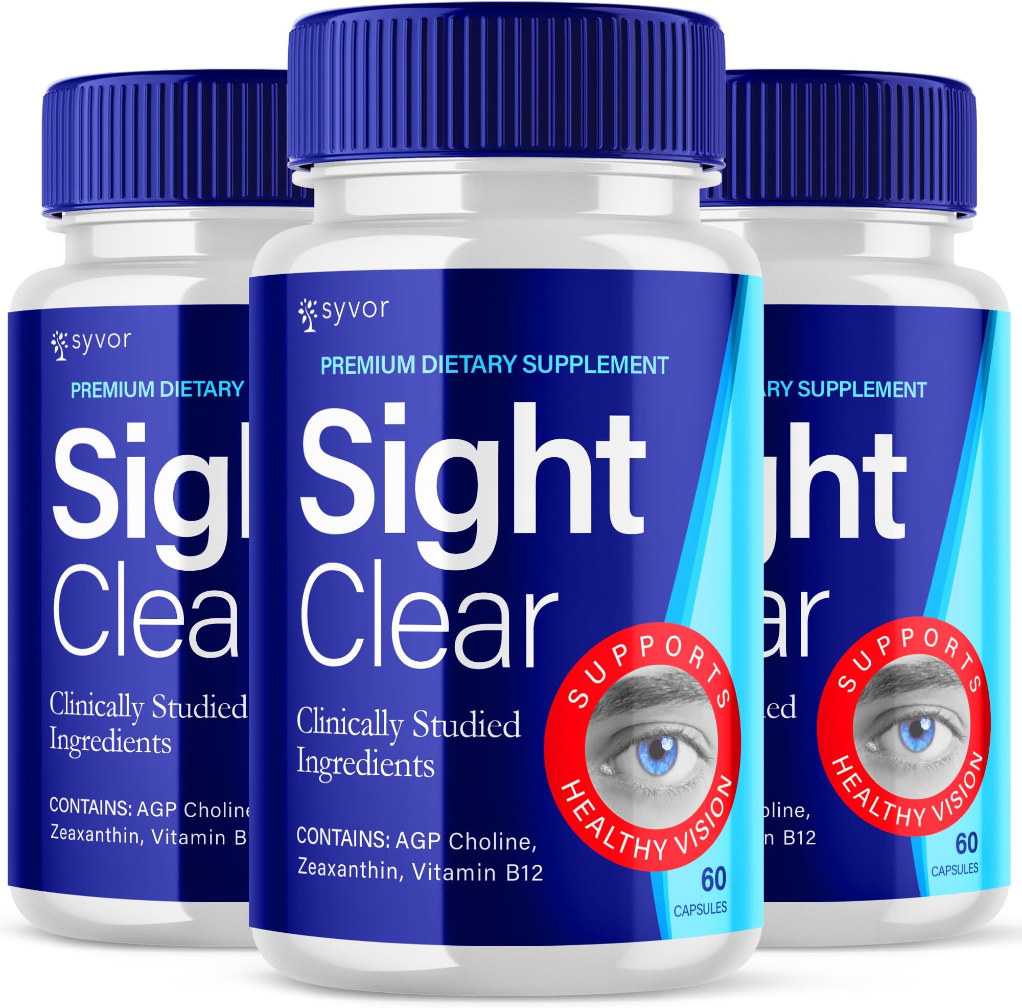 (3 Pack) Sight Clear Capsules, Official Sight Clear 20/20 Vision Vitamin Pills, Eye Health Support Supplement, SightClear Max Strength Vision and Supporting Eye Boosting Formula Vision (180 Capsules)