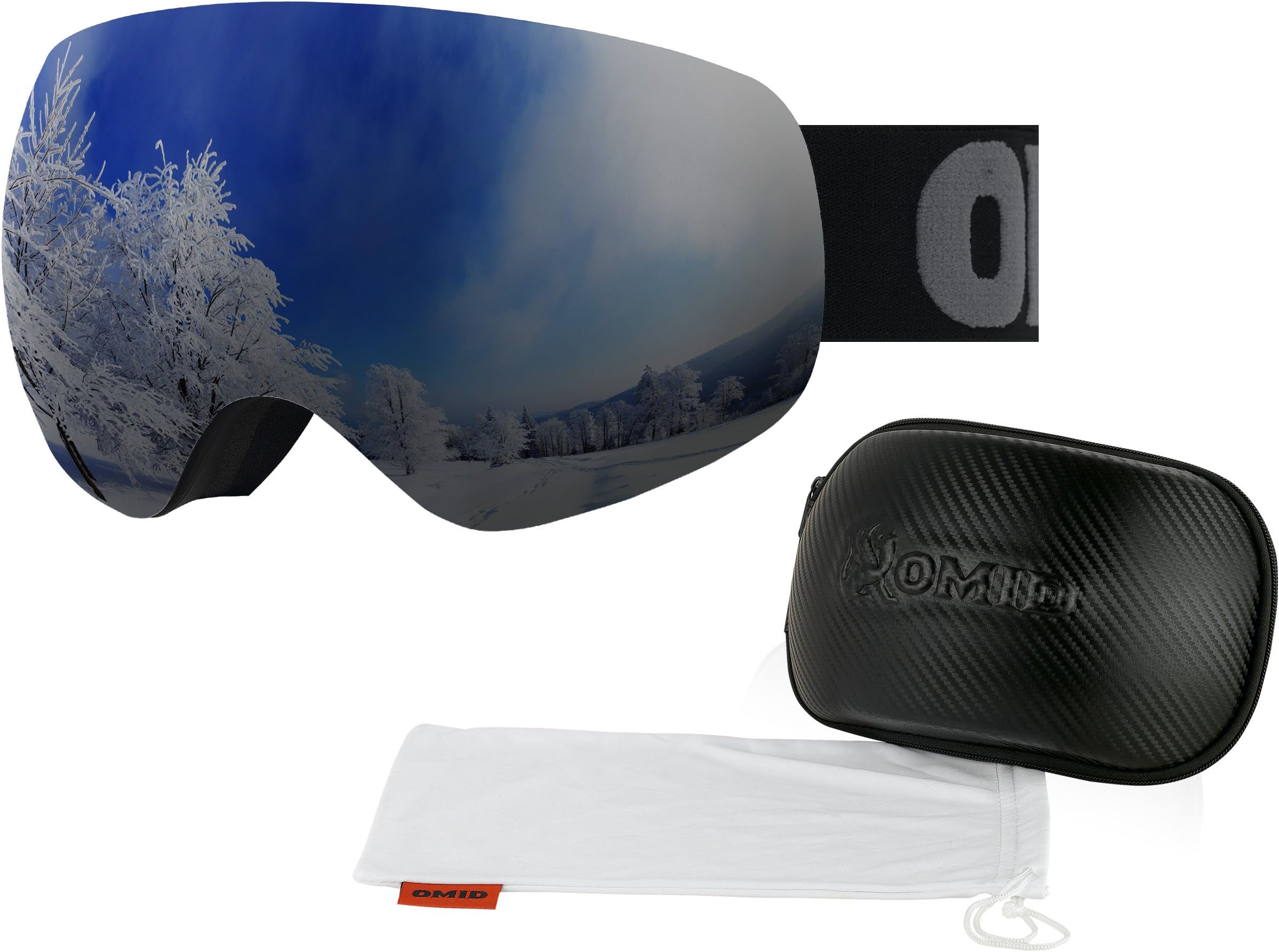 OMID Ski Goggles - Adults Snow Goggle with Interchangeable Anti-Fog 100% UV Protection Spherical Lens for Men, Women and Youth