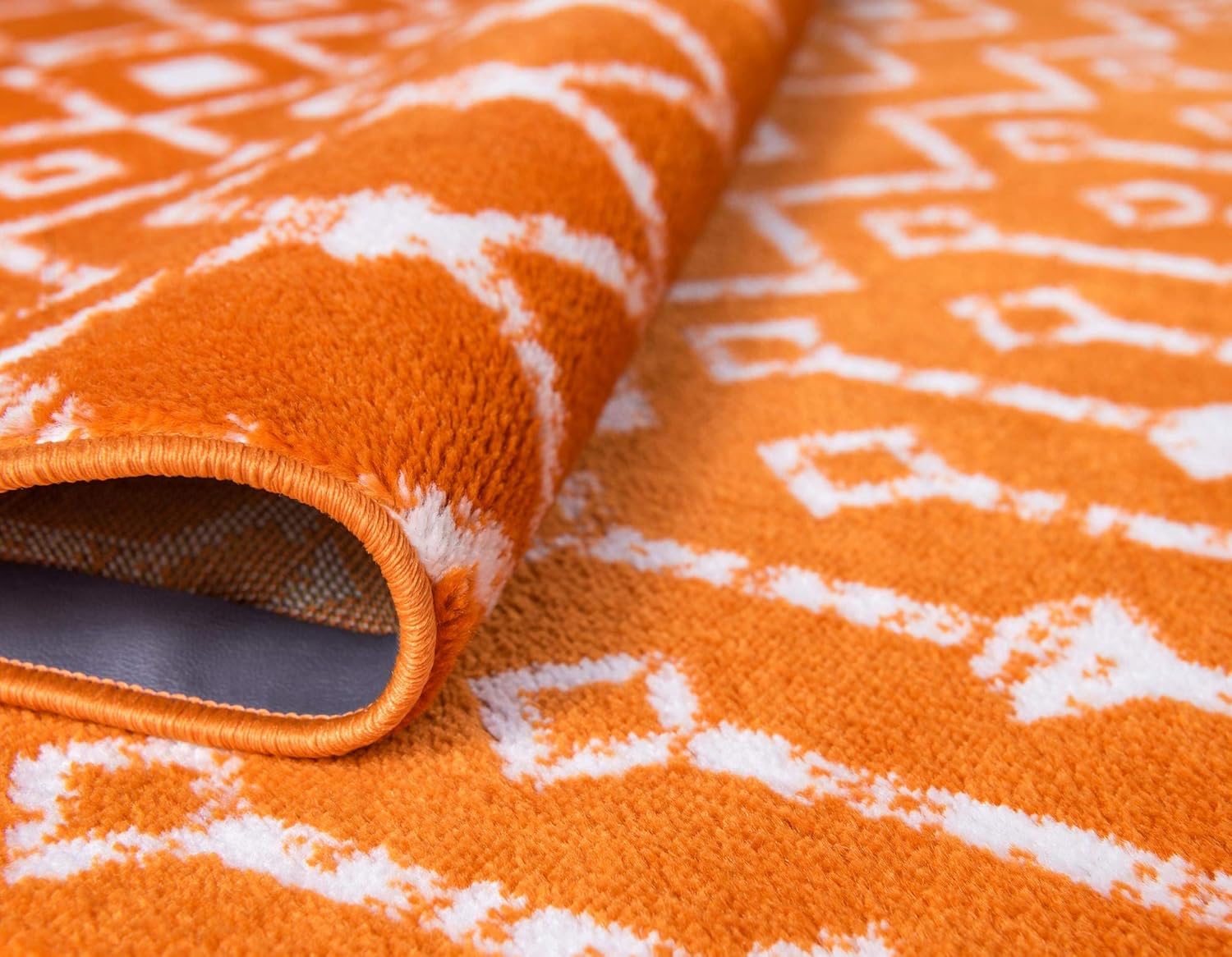 Rugs.com Geometric Kasbah Trellis Collection Rug – 2' X 8' Runner Orange Low Pile Rug Perfect for Living Rooms, Large Dining Rooms, Open Floorplans