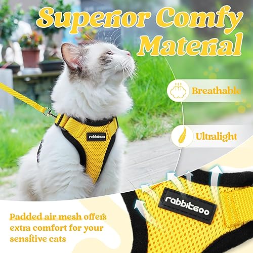 Miniatura 77 de rabbitgoo Arnés y correa para caminar, a prueba de escapes, chaleco suave y ajustable para gatos, fácil de controlar, transpirable, tiras