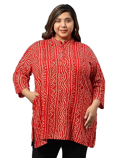 Women's Plus Sizes Cotton Festival Wear Kurti Tops (2XL to 7XL)